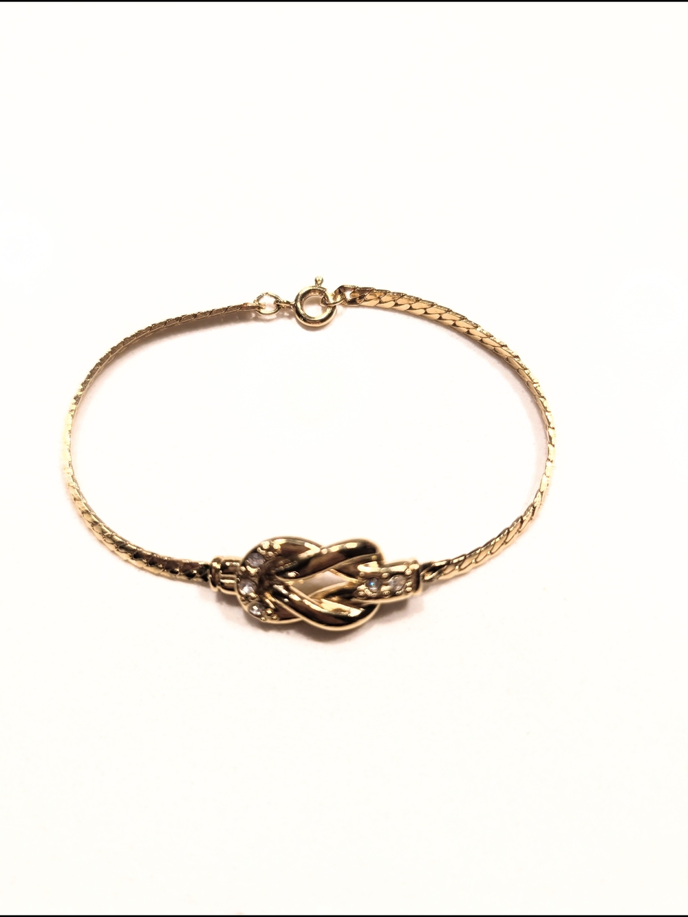 Vintage Gold Knot Bracelet with Clear Crystals - Women Jewelry